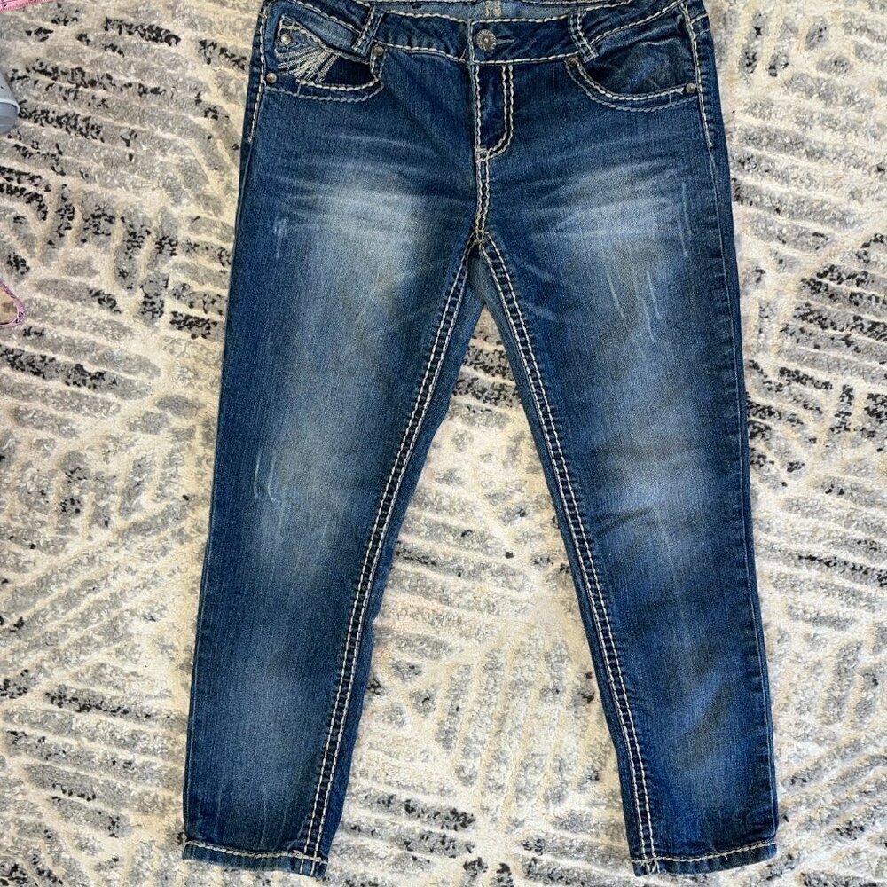 Almost Famous Women's Size 9 Skinny Jeans White Thread Low Rise Vintage 2000s - Picture 4 of 16
